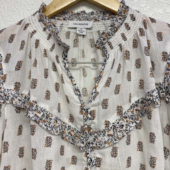 Anthropologie Calligraphie women's Peasant top Medium Long Sleeve - Picture 5 of 8